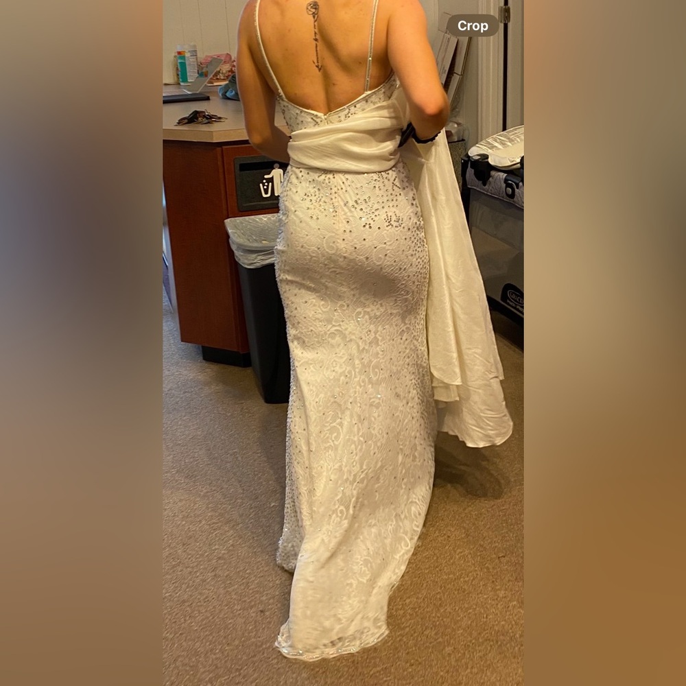 Johnathan Kayne Cream Sheath Gown Sweetheart Neckline